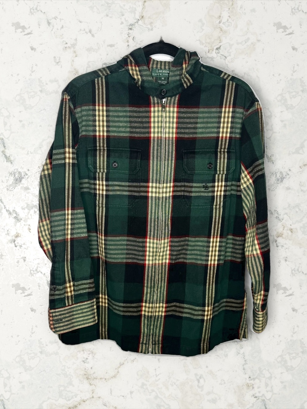 VTG Ralph Lauren Plaid Flannel Hoodie M